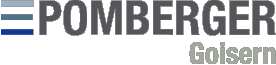 Drei horizontale Striche, daneben der Schriftzug Pomberger Goisern